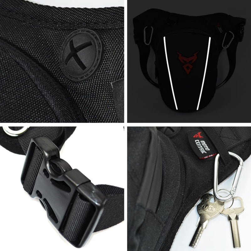 KPYWZER Outdoor Thigh Drop Leg Bag for Men Women Waist Fanny Pack Motorcycle Ride Crossbody Shoulder Riding Travel Hiking Tactical 01-Black - Image 5